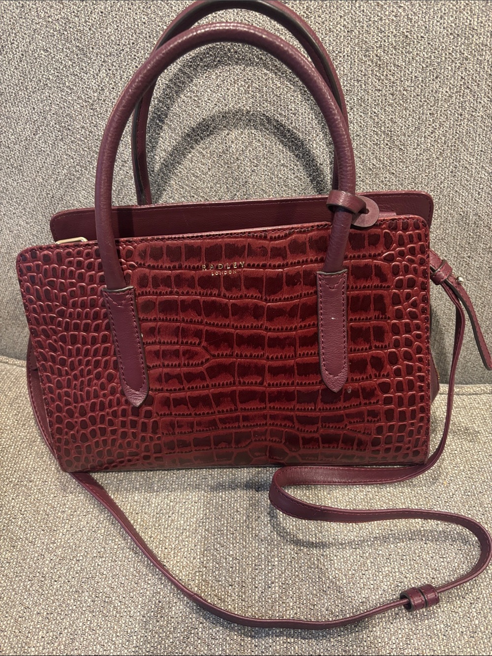 Radley London Burgundy Croc-Embossed Satchel